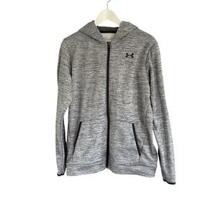 Under Armour Boys Full Zip Hoodie Grey Black Size XL